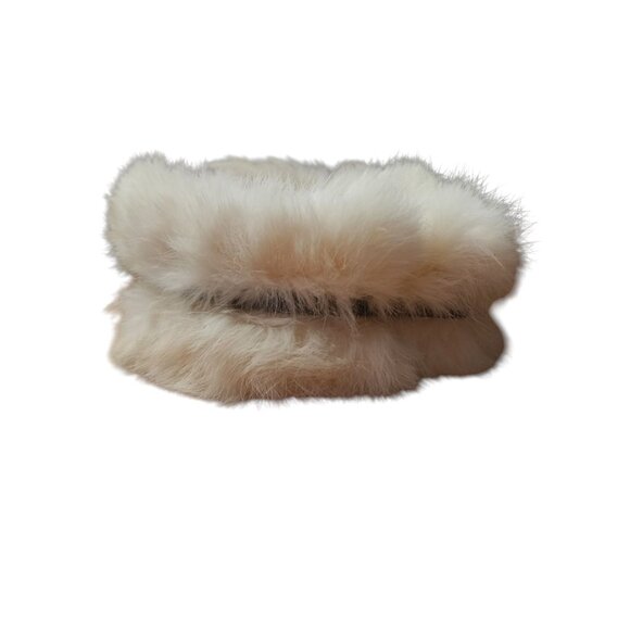 VINTAGE white fur headband satin lined stretch headband snow bunny apres ski - Picture 5 of 11